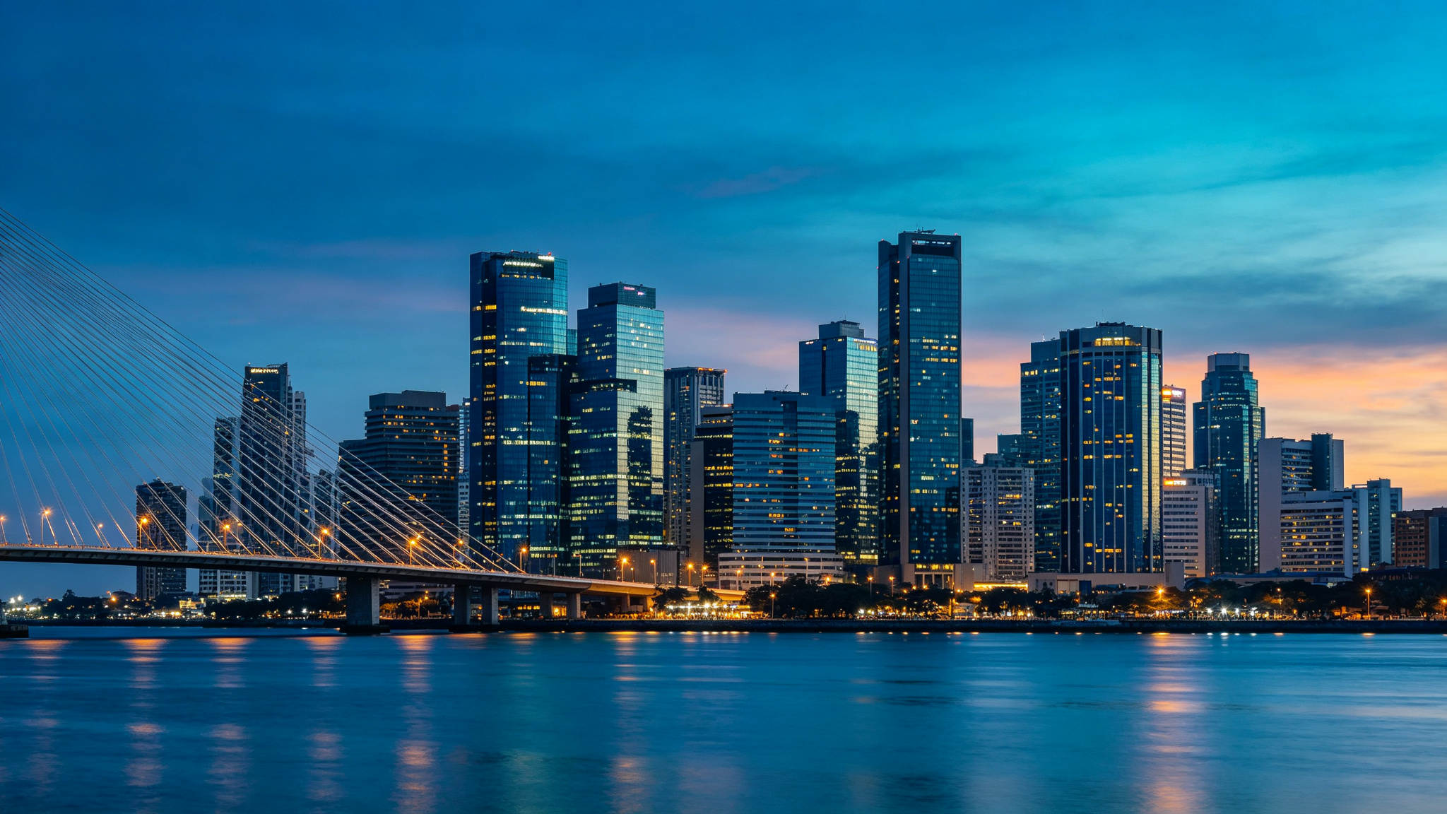The Lagos skyline at blue hour